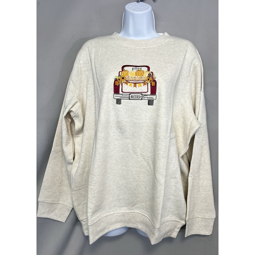 National Sweatshirt Women's Beige Blessed Logo Fall Sz 2X New